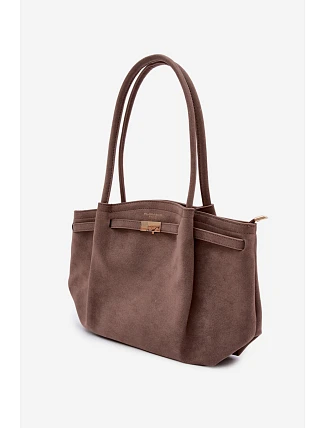 Shopper kabelka z eko semiše tmavohnědá Elleea