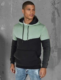 Pánska základná mikina s kapucňou v mätovej farbe FashionStreet BX5876
