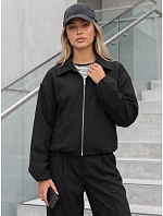 Krátka dámska medzisezónna bunda typu bomber bez kapucne, čierna, FashionStreet TY5958 Krátka dámska medzisezónna bunda typu bomber bez kapucne, čierna, FashionStreet TY5958
