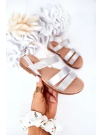 Dziecięce Błyszczące Sandały Srebrne Natalie