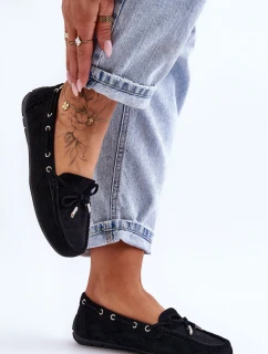 Damskie Zamszowe Mokasyny Czarne Si Passione