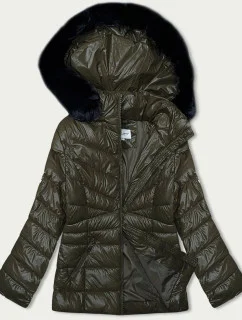 Dámska prešívaná zimná bunda v khaki farbe (V776G)