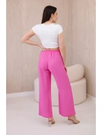 Viskózové nohavice so širokými nohavicami ružovej farby Viskózové nohavice so širokými nohavicami ružovej farby