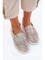 Semišové slip-on topánky Beige-gold Inez Semišové slip-on topánky Beige-gold Inez