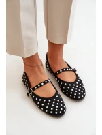 Zdobione Baleriny Z Paskiem Eko Zamszowe Czarne Tirilissa