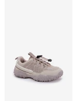 Sneakersy Dziecięce Ze Ściągaczem Jasnobeżowe Nanelita