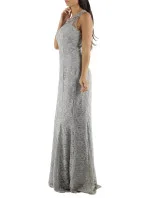 Spoločenské a plesové šaty krajkové dlhé luxusné značkové CHARM'S Paris sivé - Šedá / XS - CHARM'S Paris