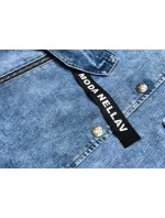 Svetlomodrá voľná dámska džínsová bunda/prehoz cez oblečenie (POP5990-K)