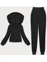 Čierny hrubší dámsky teplákový komplet s polarom (YP-1022) Čierny hrubší dámsky teplákový komplet s polarom (YP-1022)
