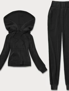 Čierny hrubší dámsky teplákový komplet s polarom (YP-1022)