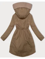 Tmavobéžová dámska bunda so šnúrkou v páse S'West (B8352-12) Tmavobéžová dámska bunda so šnúrkou v páse S'West (B8352-12)