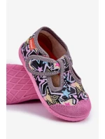 Kapcie Milami Dziecięce Na Rzep Szaro-Różowe Jasimrra