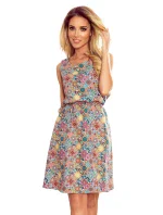 VICTORIA - Dámske trapézové šaty s farebným vzorom 296-1 VICTORIA - Dámske trapézové šaty s farebným vzorom 296-1