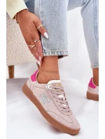 Zamszowe Buty Sportowe Sneakersy Damskie D.Franklin DFSH387005 Brudny Róż
