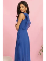 315-8 EMILY plisované šaty s volánmi a výstrihom - farba CHABRIEL