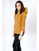 Žltá dámska prešívaná bunda so vsadkami (7242)