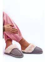 Damskie Papcie Klapki z Futerkiem Szare Pinky