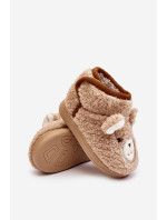 Detské zateplené papuče s medvedíkom, béžové Eberra