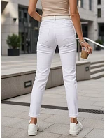 Dámske džínsy s vysokým pásom a opaskom Mom Fit white FashionStreet UY2924