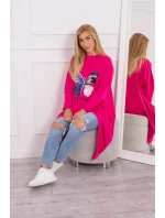 Oversize blúzka s potlačou fuchsiová