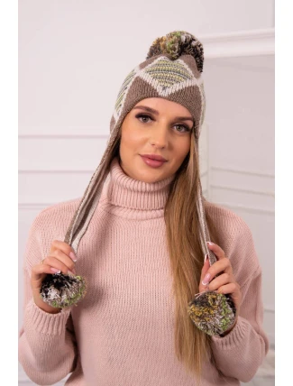 Dámska klapka na uši Eunika K322 cappuccino+beige Dámska klapka na uši Eunika K322 cappuccino+beige