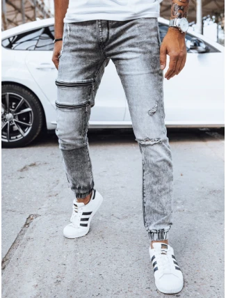 Pánske džínsové nohavice jogger šedé FashionStreet UX4039