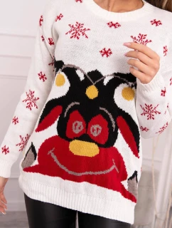 Vianočný sveter so sobom ecru