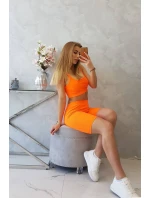 Súprava s nohavicami s vysokým pásom oranžová neónová