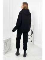 Izolovaná bavlnená súprava, mikina s vyšívacími + nohavicami čierny