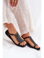 Płaskie Eleganckie Sandały Damskie Z Kryształkami Artiker 56C1370 Czarne