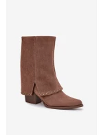 Kozaki Damskie Ocieplane Z Wywiniętą Cholewką Vinceza 16516 Beżowe