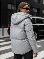 Dámska kožená prechodná bunda COLLAR sivá FashionStreet TY5190