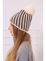 Dámska čiapka s brmbolcom Hanna K328 ecru