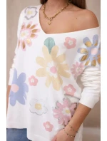 Svetrová blúzka s farebnými kvetmi žltá+modrá Svetrová blúzka s farebnými kvetmi žltá+modrá