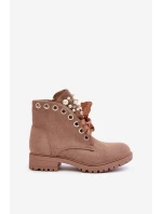 Semišové zateplené topánky s perličkami a stuhou, béžové, Perla Semišové zateplené topánky s perličkami a stuhou, béžové, Perla