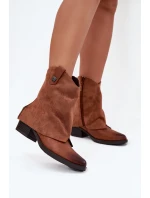 Ocieplane Botki Kowbojki Na Obcasie Camel Sylvette