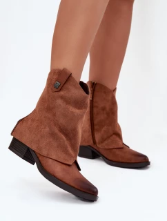 Ocieplane Botki Kowbojki Na Obcasie Camel Sylvette