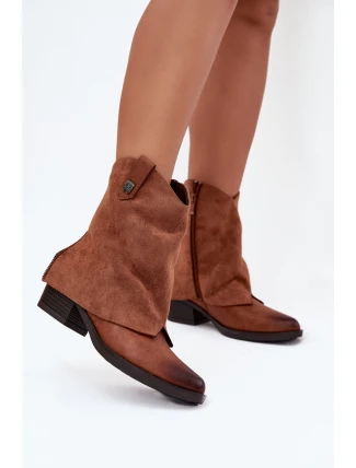 Ocieplane Botki Kowbojki Na Obcasie Camel Sylvette