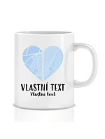 Personalizovaný klasický biely keramický hrnček 300 ml – Dve miesta, jedno srdce Personalizovaný klasický biely keramický hrnček 300 ml – Dve miesta, jedno srdce