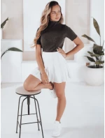 Dámsky rebrovaný sveter s krátkym rukávom GIRLGLORY hnedý FashionStreet MY2554