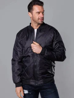 Čierna pánska bunda typu "bomber" s prešívanou podšívkou (AK95-1)