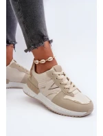 Sneakersy Damskie Z Eko Skóry Beżowe Kaimans