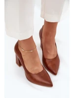 Skórzane Czółenka Lewski 3117 Ciemnobrązowe
