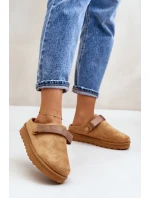 Dámske zateplené papuče s kožušinovou platformou Camel Azida