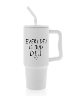 EVERY DEJ IS GUD DEJ - bílý cestovní termohrnek 900 ml  