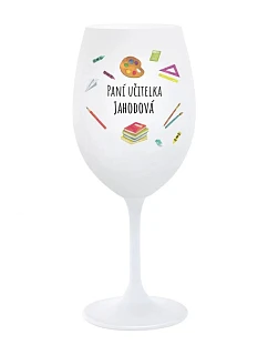 Personalizovaná sklenená pohár pre pani učiteľku/pána učiteľa (učebné pomôcky)