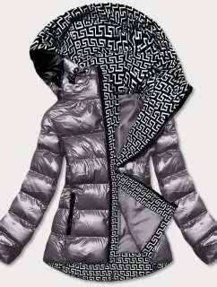 Šedá dámska metalická bunda s kapucňou (xw808x)