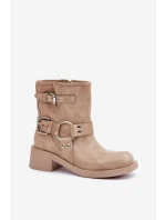 Dámske kožené nízke topánky s remienkami Zazoo 3644 Beige