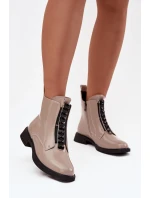 Dámske členkové topánky z lakovanej kože D A MR52 108 beige Dámske členkové topánky z lakovanej kože D A MR52 108 beige