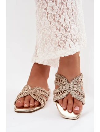 Dámské ploché zlaté pantofle Fariella